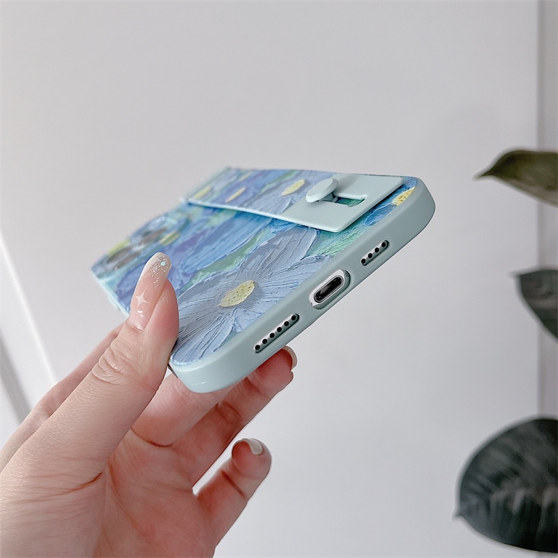 Ốp Điện Thoại Mềm Họa Tiết Tranh Sơn Dầu Có Dây Đeo Cho iPhone 13 12 11 Pro Max X XR XS Max