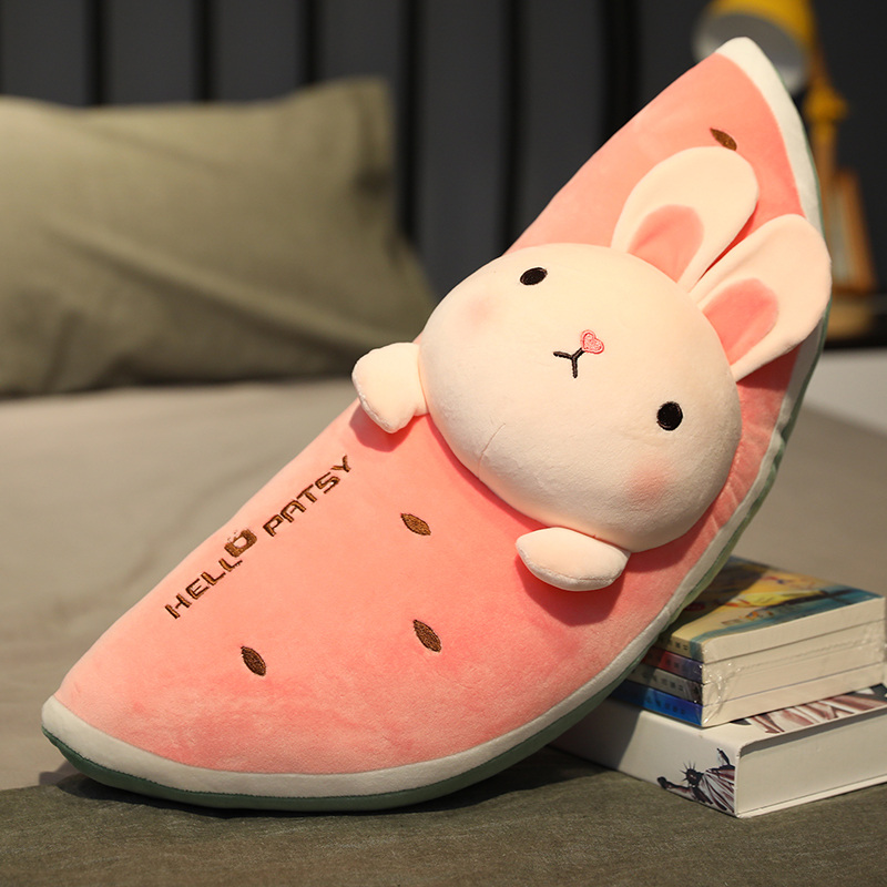 AIXINI 60/100cm Cute Fruit Animal Watermelon Plush Pillow Stuffed Toy Rabbit Penguin Pig Shiba Inu Food Pillow Cushion Plushie Toys Kawaii Plush