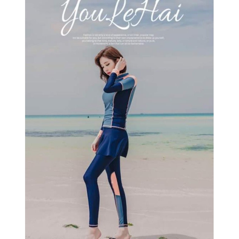 BikiniStoreVn : Đồ Bơi tay dài quần dài S36 - Bikini dài tay váy - Đồ tắm biển nữ kín đáo chống nắng style hàn quốc