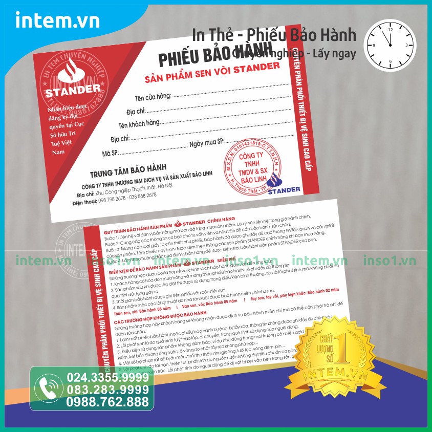 IN PHIẾU BẢO HÀNH SẢN PHẨM