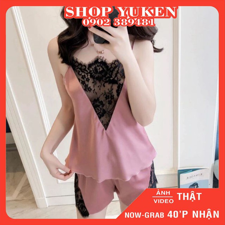 Bộ ngủ lụa ren V siêu sexy hàng xịn đồ lót nữ đồ ngủ ,váy ngủ
