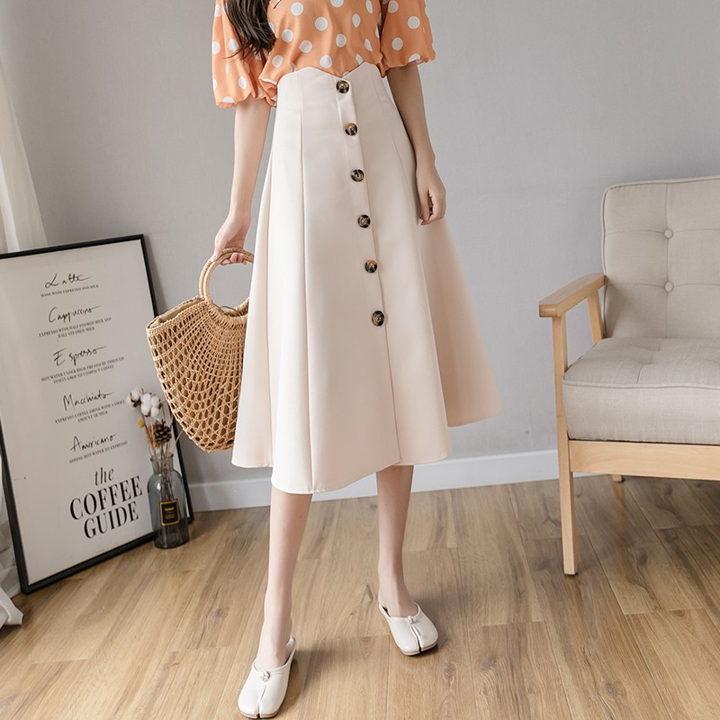 Chân váy lưng cao form chữ A phong cách Hàn Quốc thanh lịch trẻ trung cho nữ | BigBuy360 - bigbuy360.vn