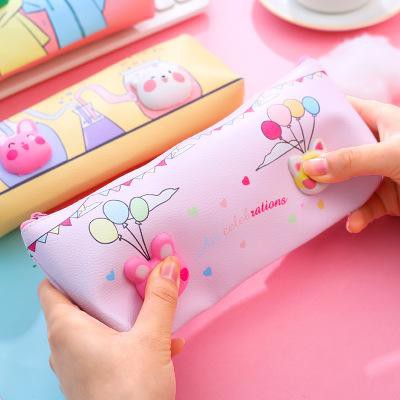 Hộp bút lông khủng long Hb245 hộp bút cute hộp bút dễ thương sticker hình nổi động vật squishy