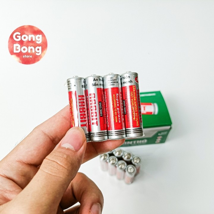 PIN AA &amp; AAA con thỏ vỉ 4 viên pin rabit 1.5V pin an toàn - bền mạnh 18650 Gong Bong store