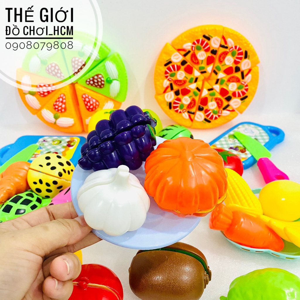 [SIÊU TO-CÓ GAI DÁN] Đồ chơi cắt thái hoa quả, trái cây, bánh pizza 56 CHI TIẾT dành cho bé thích nấu ăn, nhà bếp 88
