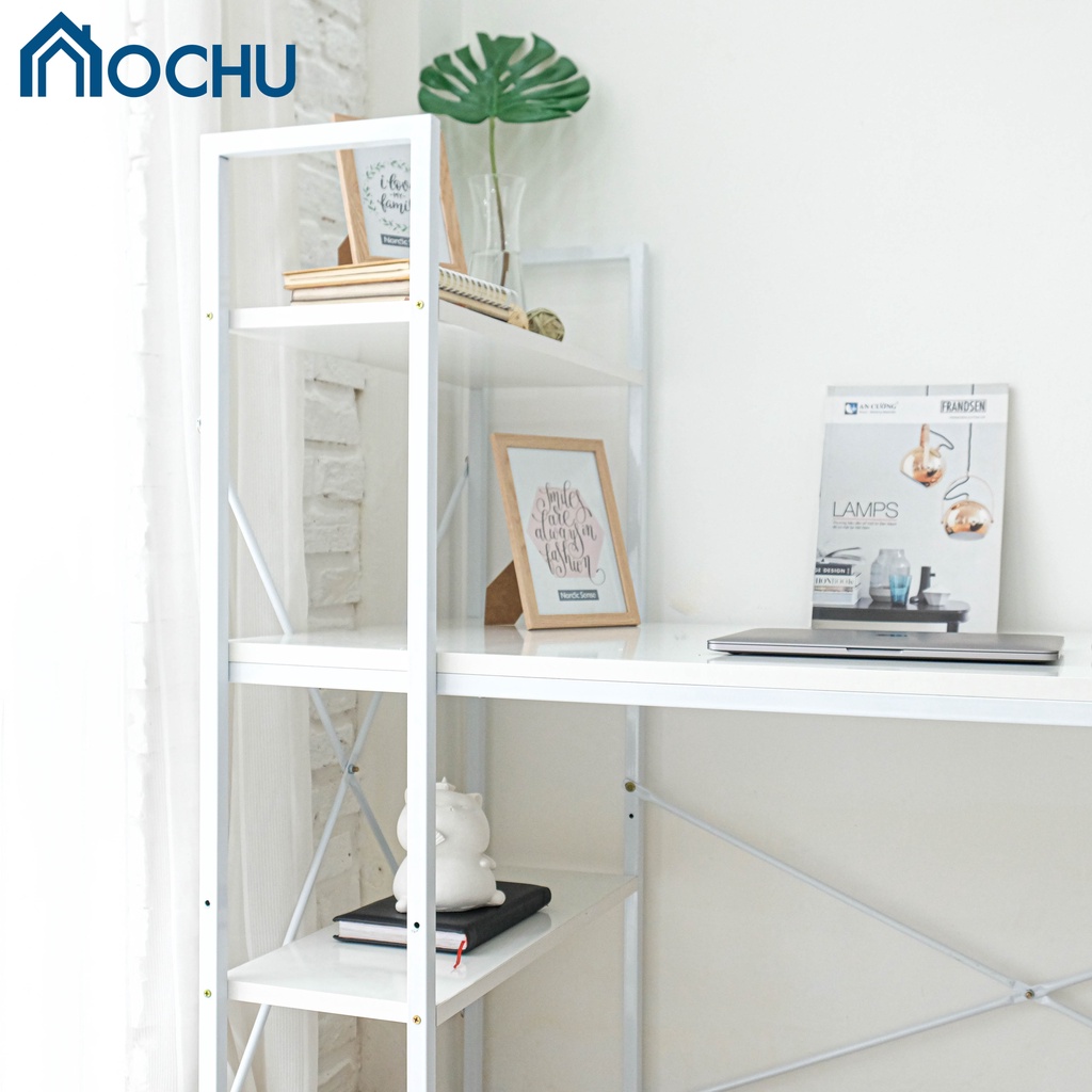 Bàn Làm Việc Thông Minh OCHU B-Neuly Table Phối Kệ Sách Khung Sắt Sơn Tĩnh Điện Chịu Lực Cao Lắp Ráp Deco Phòng Làm Việc