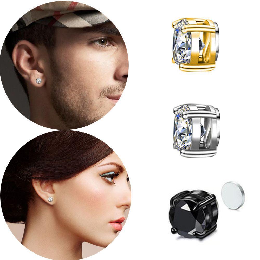 MXGOODS Ear Clips Trendy Small Titanium steel Ziron No Pierced For Men Women Clip On Earrings