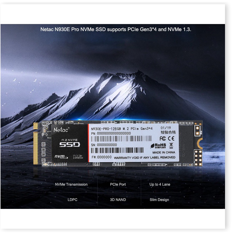 📌 SSD Netac 128GB M.2 2280 NVMe PCIe N930E Pro Gen3*4 Chính Hãng Dùng Cho Laptop PC - Bảo hành 36 tháng 1 đổi 1