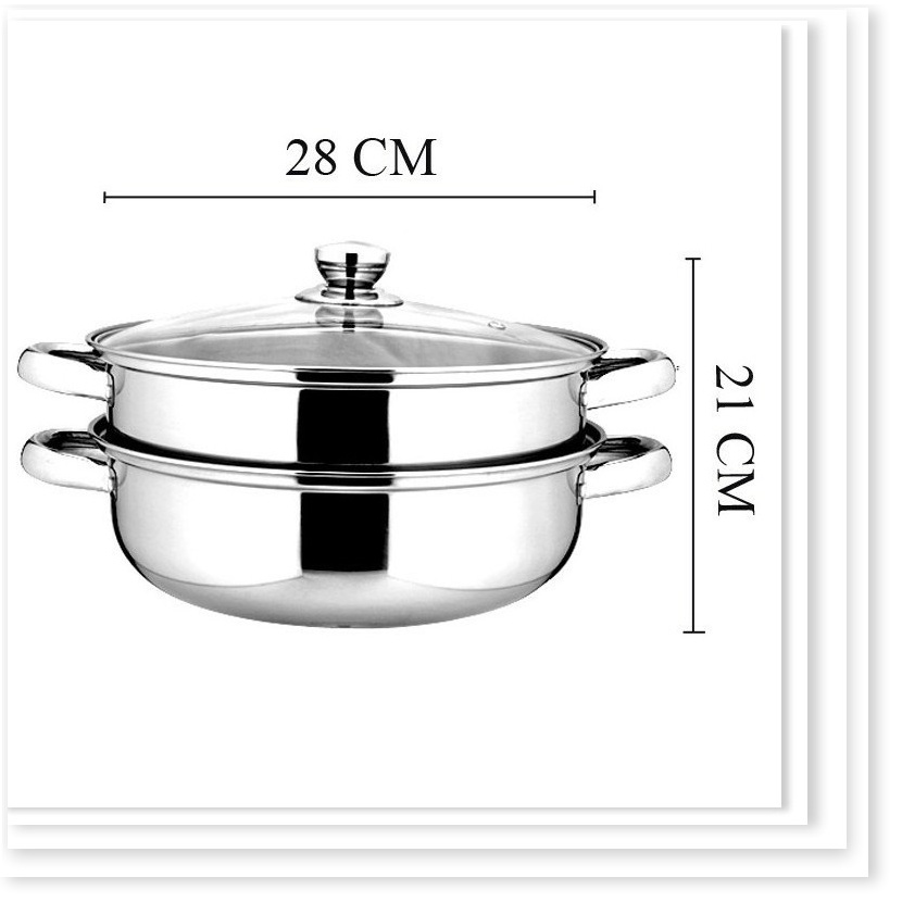 Nồi hấp bánh bao, hấp xôi, hấp nóng thức ăn inox 28cm