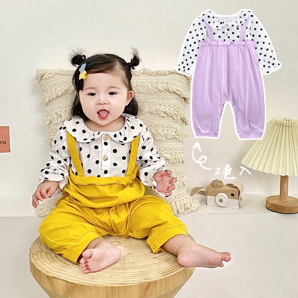 Sanlutoz Bộ Áo Liền Quần Vải Cotton Tay Dài In Chấm Bi Dễ Thương Cho Bé Gái Sơ Sinh