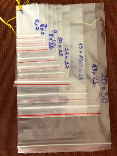 1KG - TÚI ZIPPER CHỈ ĐỎ