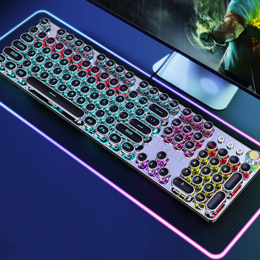 Bàn phím cơ gaming XLSWAB trục cơ blueswitch đèn LED rainbow nhiều chế độ thiết kế nút tròn phong cách