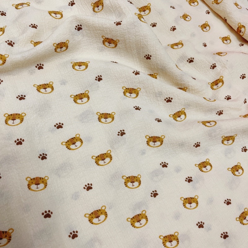 vải đũi xốp hình chú hổ siêu xinh may áo,đồ bộ bé trai