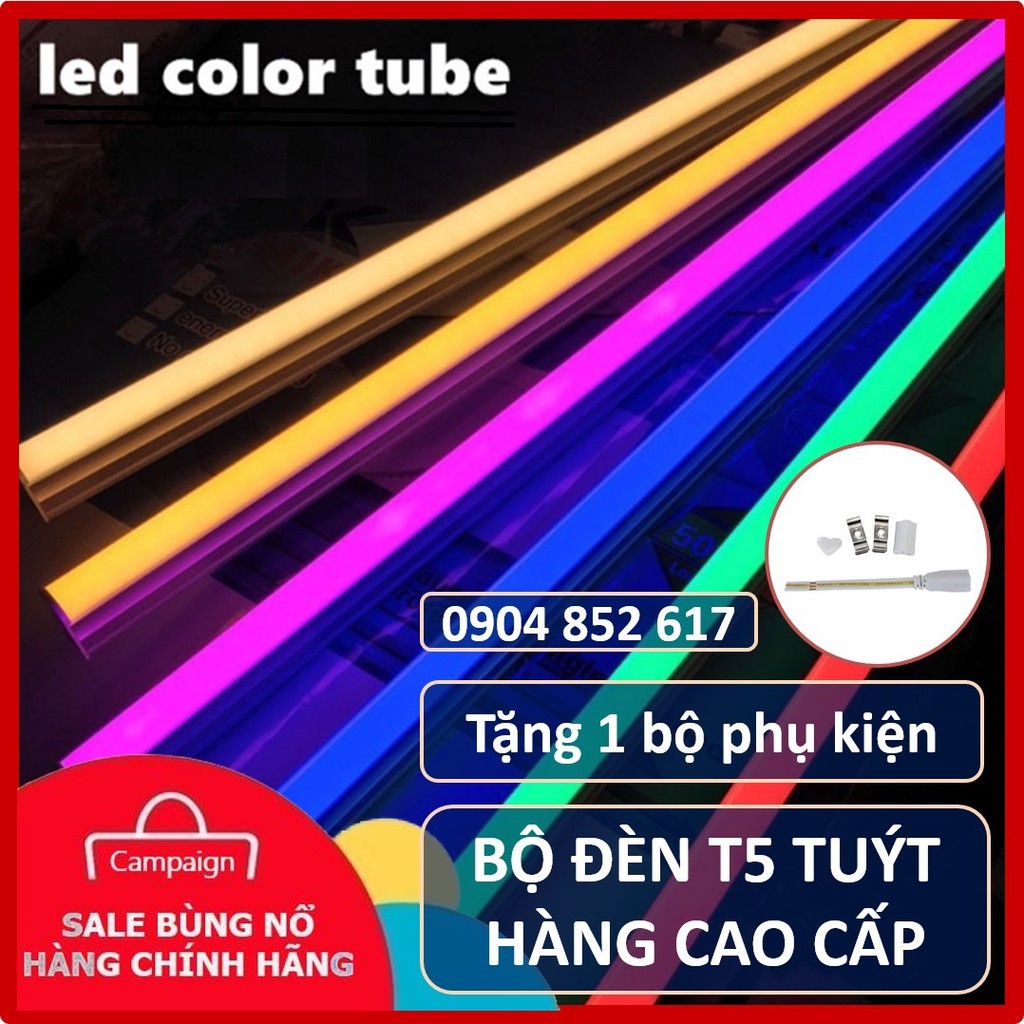 💥Giao Hỏa Tốc💥 Đèn LED neon thanh T5 nhiều màu nhiều kích thước, Màu Xanh lá, xanh dương, hồng, đỏ, quay tiktok