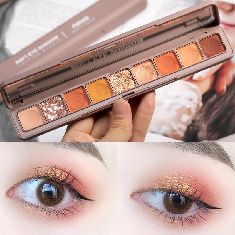 ♕Bảng Phấn Mắt NOVO 9 Màu Lì Lấp Lánh Tông Đất Trang Điểm Đa Năng NO.5283