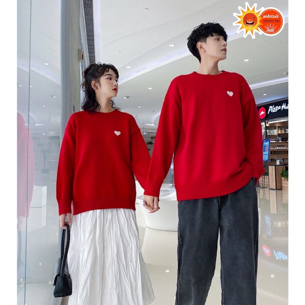 Áo Nỉ Bông 💥FREESHIP💥 Áo Đôi Nam Nữ - Áo sweater Màu Đỏ | BigBuy360 - bigbuy360.vn