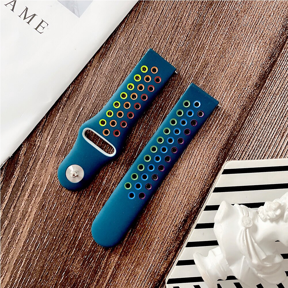 Dây Đeo Silicon Màu Cầu Vồng 22mm 20mm 42mm Cho Đồng Hồ Thông Minh Samsung Galaxy 46mm 42mm Và Huawei Gt 2 Amazfit