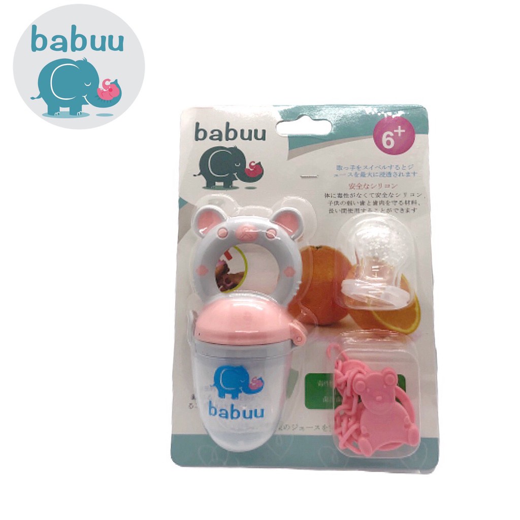(Chính hãng) Túi Nhai Ăn Dặm, Tập Nhai Cho Bé Babuu (3 Núm 3 Size + 1 dây đeo)
