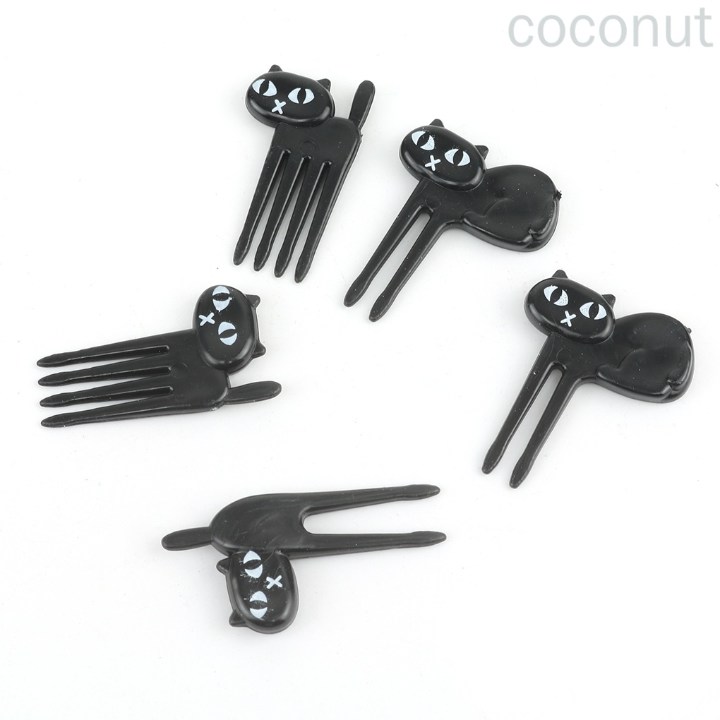 Set 6 Nĩa Ăn Trái Cây Hình Mèo Đen Dễ Thương
