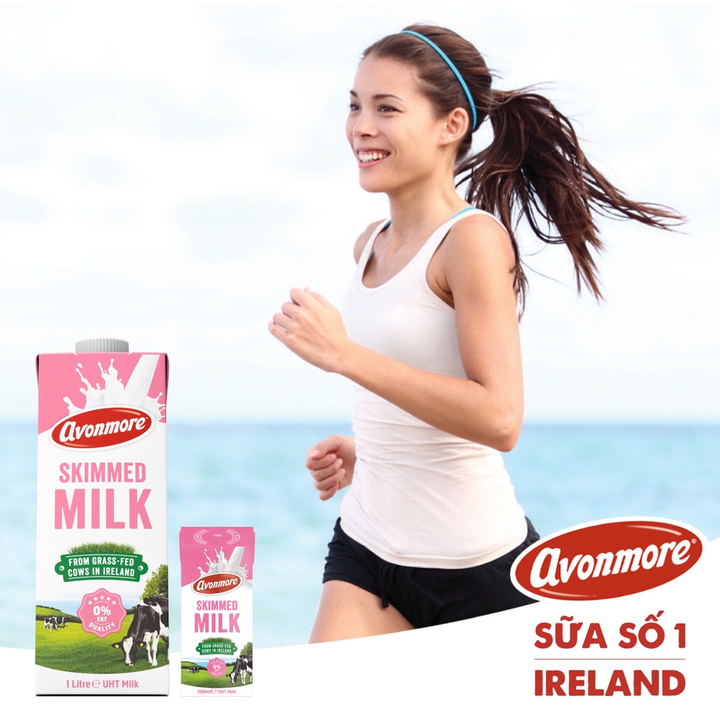 Sữa tươi tách béo tiệt trùng (không đường) Avonmore UHT Skimmed Milk 200ml giảm cân giữ dáng hiệu quả tốt cho sức khỏe