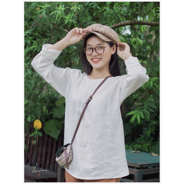Á hoàng hôn - Áo linen tưng cúc cài đằng sau lưng