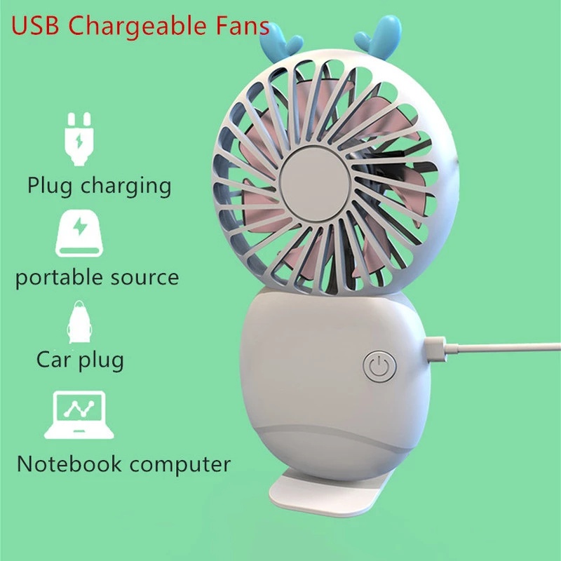 Quạt mini cầm tay 3 chế độ có giá đỡ hình động vật dễ thương