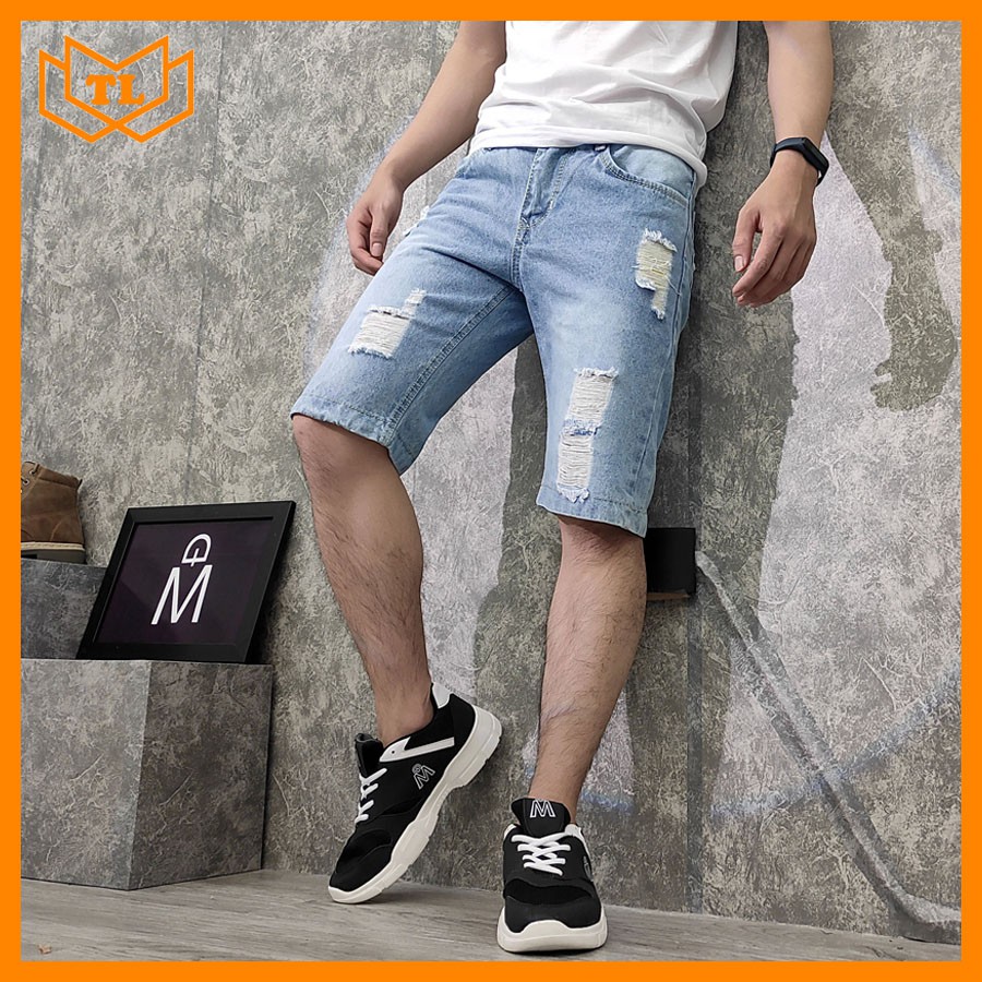 Quần short jean nam TL416 cào rách nhiều màu Shop Thành Long chuyên quần ngố nam