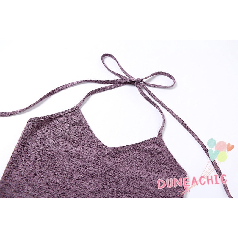 DUNEA Áo Tank Top Tay Dài Thiết Kế Hở Lưng Quyến Rũ Cho Phái Nữ