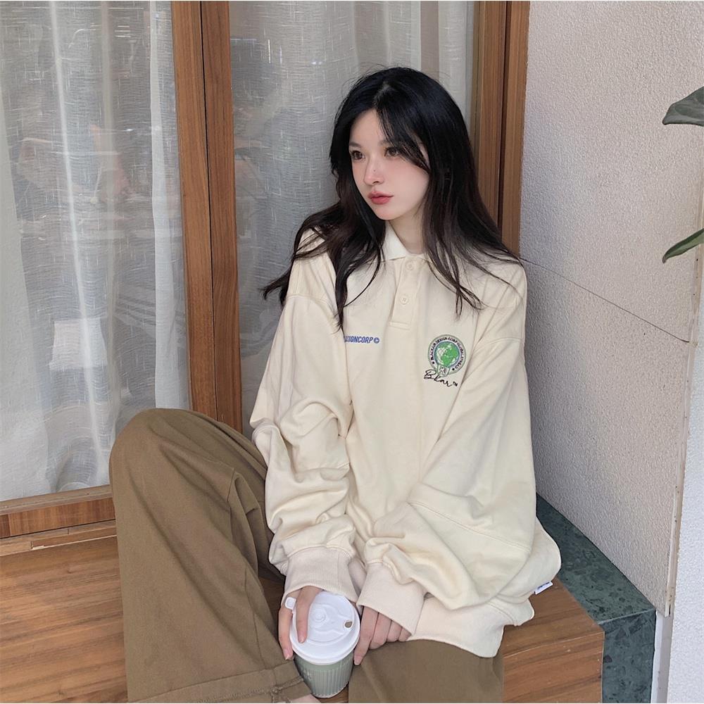 Áo Thun polo Tay Dài Có 2 Màu Thời Trang Cổ Điển Cho Nữ