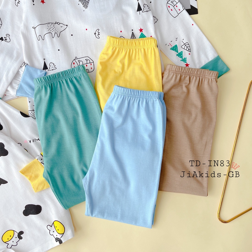 Bộ Dài Tay THUN LẠNH MINKY MOM In Họa Tiết Thân Áo Trắng Cho Bé TD-IN83