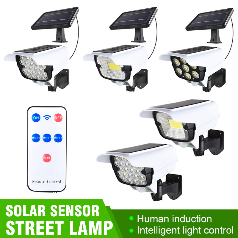 1Solar Light Motion Sensor Security Dummy Camera Remote Wireless Outdoor Flood Light Waterproof LED Wall Lamp Solar Light Motion Sensor Security Dummy Camera Wireless Outdoor Flood Light IP65 Waterproof 120 LED Solar Light Motion Sensor Security Dummy Cam