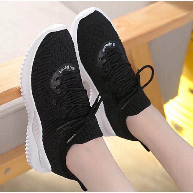 Giày sneaker nữ cổ chun cao cấp,Vải dệt thoáng khí,Đế cao su cao 4cm .(Lưu ý Phom rộng lùi lại 1 ri ak) | WebRaoVat - webraovat.net.vn