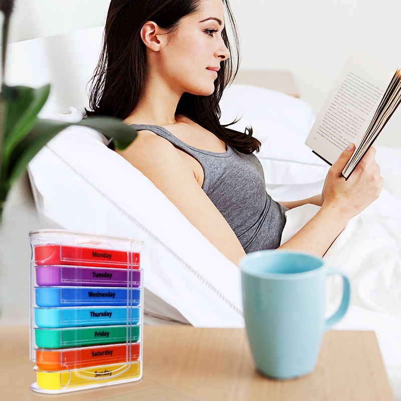 1 Hộp Chứa Thuốc Viên Chống Ẩm 28 Ngăn Cỡ Lớn Chống Nước Nhiều Màu Sắc Dùng Khi Đi Du Lịch