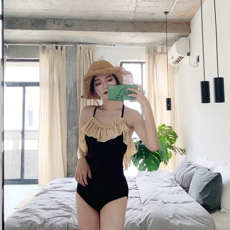 Bộ Đồ Bơi Một Mảnh Phối Bèo Màu Trắng Đen Thời Trang Cho Nữ | BigBuy360 - bigbuy360.vn