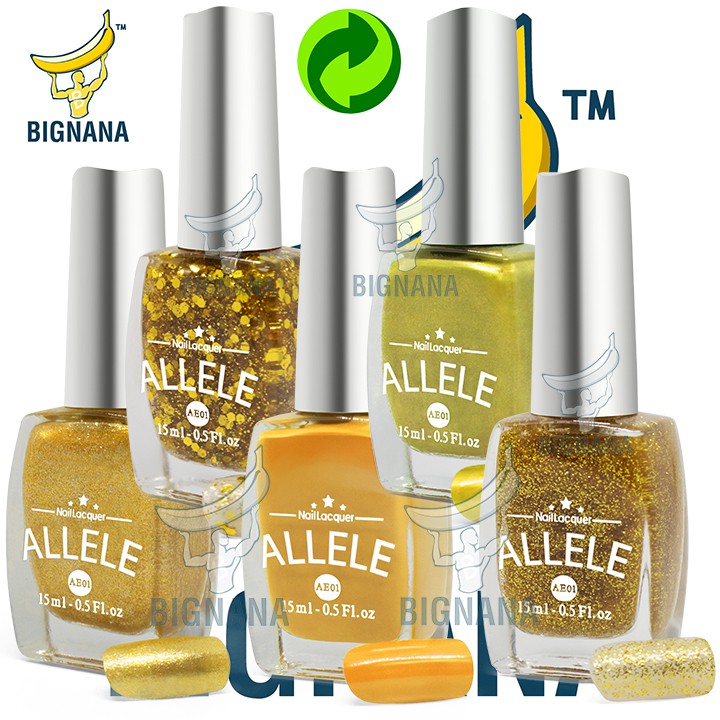 Các Tông Màu Vàng Sang Trọng, Nhũ, Bạc, Kim Tuyến Mẫu Mới Sơn Móng Tay Allele Chai 15ml Gam Màu Đẹp