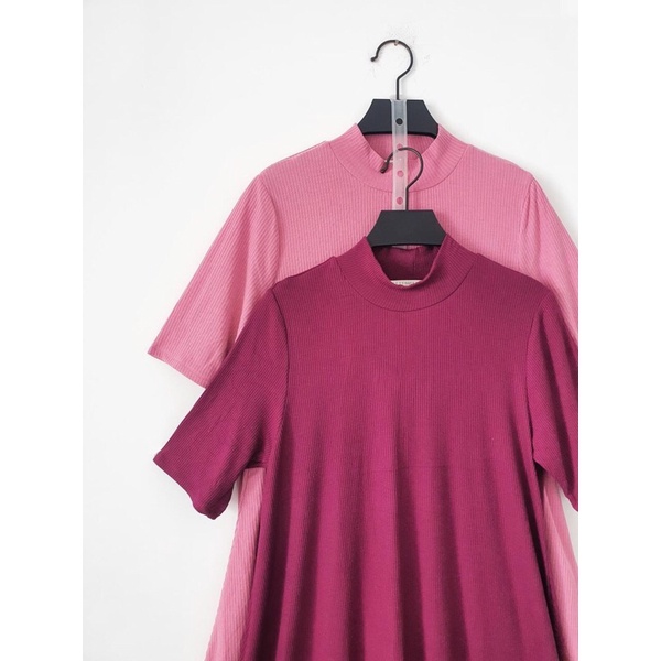 Đầm cổ cao thun gân dáng xoè AfterBefore