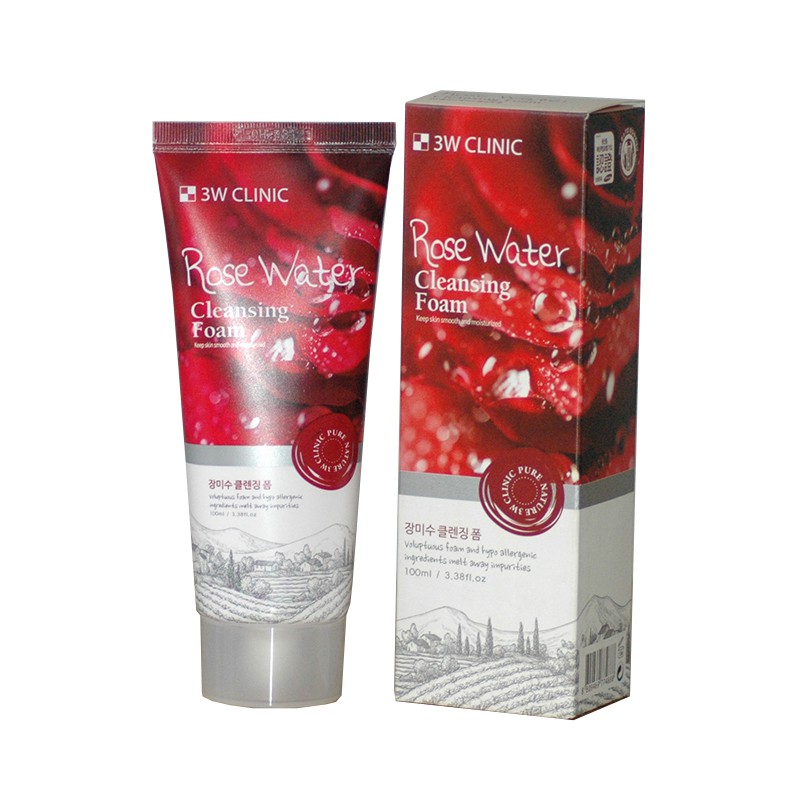 Sữa rửa mặt 3W Clinic Hoa Hồng - 3W Clinic Rose Water Cleansing Foam - 100ml Hàn Quốc [Chính Hãng - Có Tem]