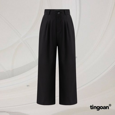 TINGOAN® - Quần cạp cao chiết ly eo dáng ống suông rộng đen THUNDERCLOUD PANTS/BL phiên bản mới nhất tháng 10.2023