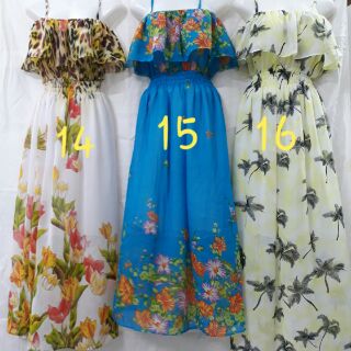 Đầm maxi voan 2 dây bèo