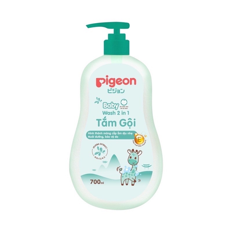 Sữa tắm gội 700ml Pigeon 2in1 dịu nhẹ (xanh,vàng)