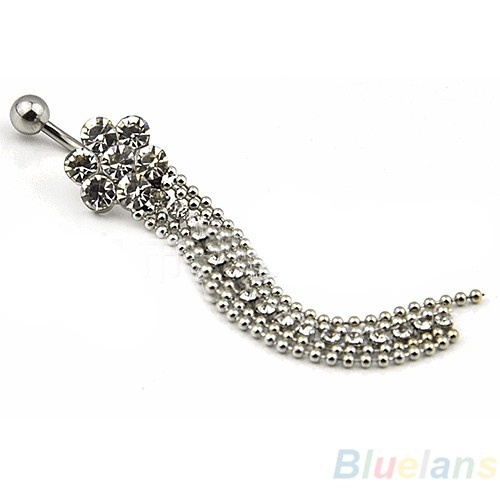 Khuyên xỏ rốn đính đá thiết kế tua rua thời trang