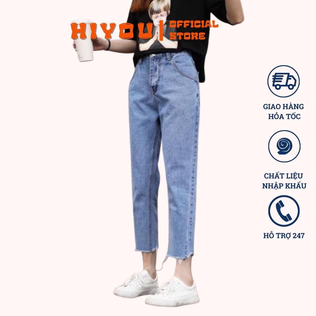 Quần jean bò nữ form baggy, jean rách gấu ống suông đứng, rộng TX-02 hottrend 2021
