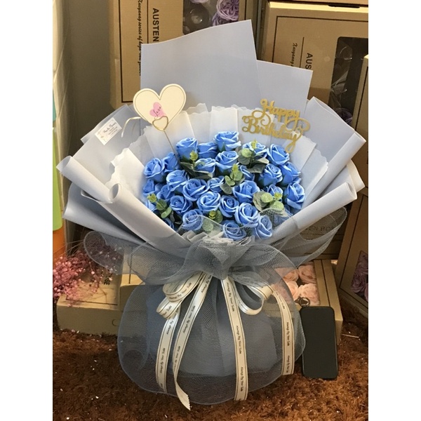 [Nowship] Bó hoa sáp 35bông cao cấp. Hoa 4 lớp xịn. Ảnh thật tự chụp. Quà sinh nhật ý nghĩa
