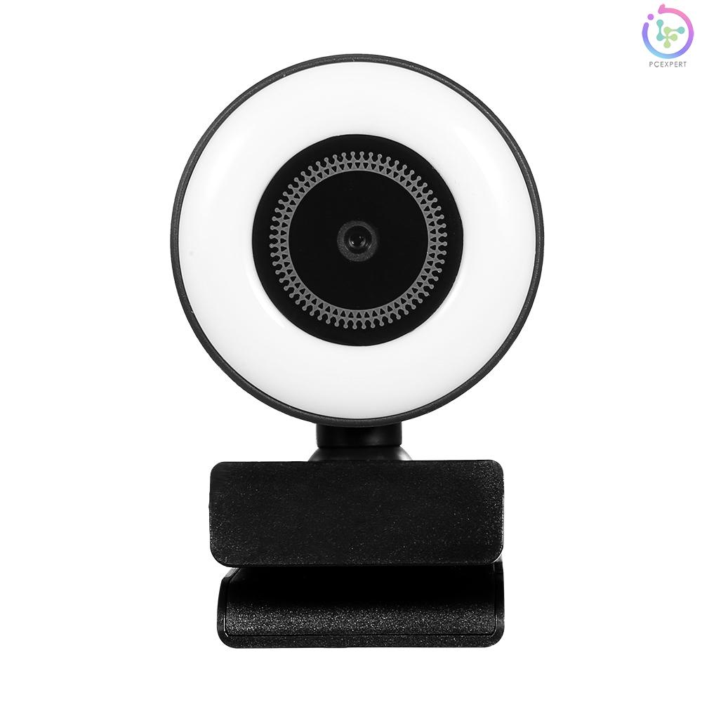 1080P HD Webcam with Ring Light Mini Autofocus Webcam Built in Microphone Webcam for Video/Live Streaming/Videoconferencing