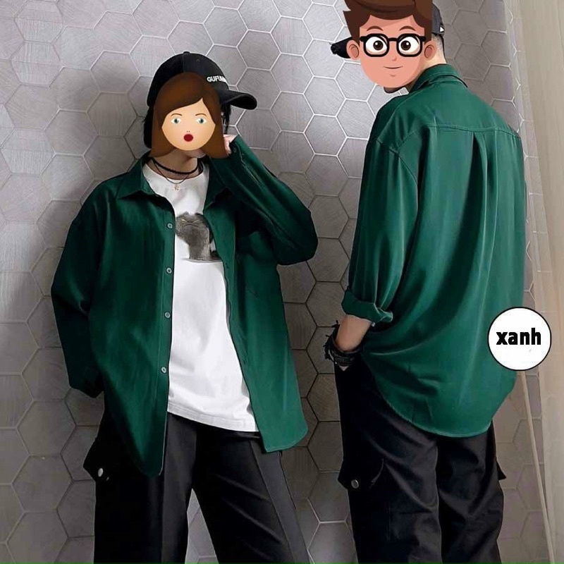 ÁO SƠ MI XANH LÁ UNISEX HOT TREND