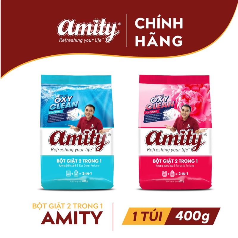 BỘT GIẶT XẢ AMITY 2 TRONG 1 TÚI 400G