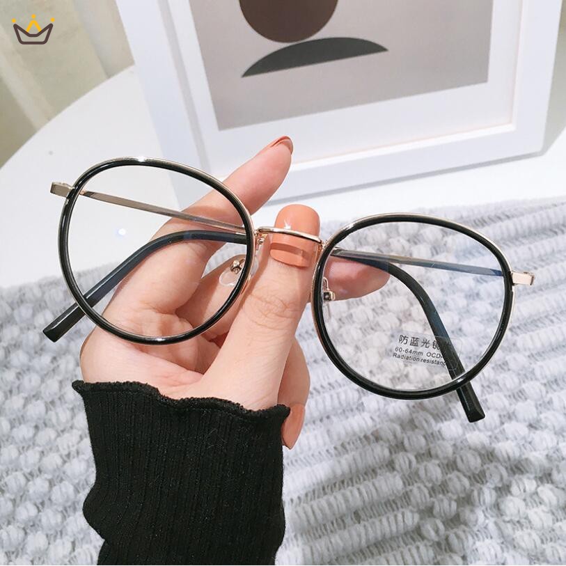 Mắt kính nữ chống ánh sáng xanh gọng tròn đơn giản thời trang