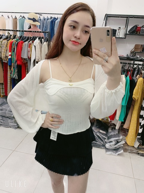 MUA 1 ĐƯỢC 2 - SET ÁO 2 DÂY KÈM CADIGAN LEN SIÊU XINH