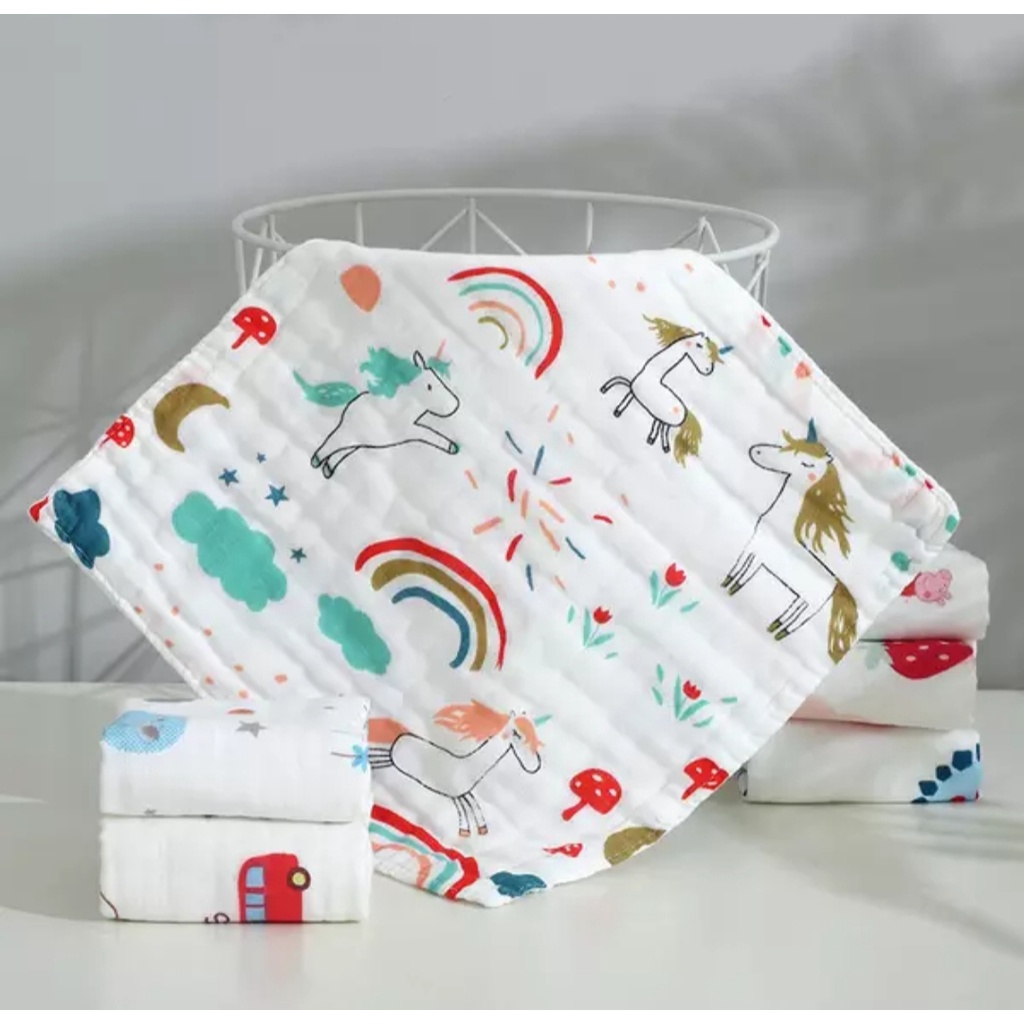 Khăn sữa 4 lớp xuất nhật cao cấp KT 27x27cm. Khăn sữa cho bé 100% sợi bông thiên nhiên theo tiêu chuẩn Châu Âu Thị Nắng