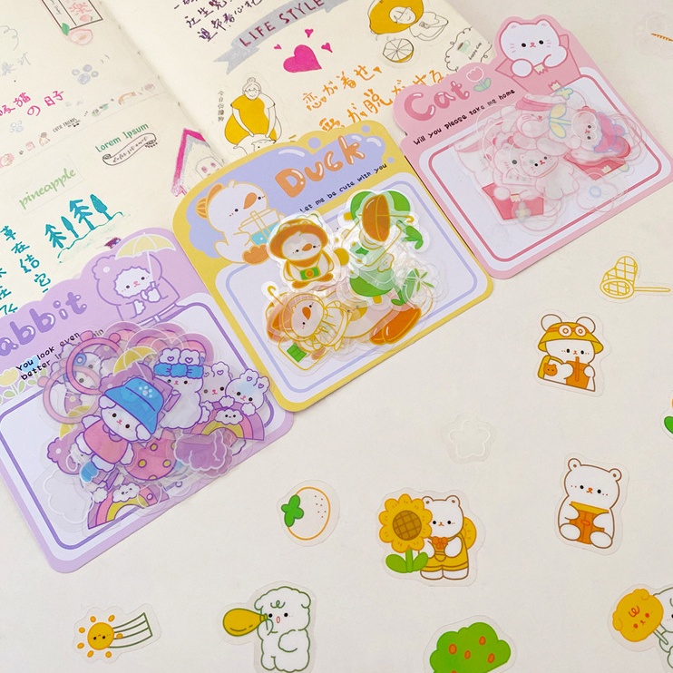Bộ 30 Miếng Dán Trang Trí Sổ Tay Hình Động Vật Dễ Thương DIY